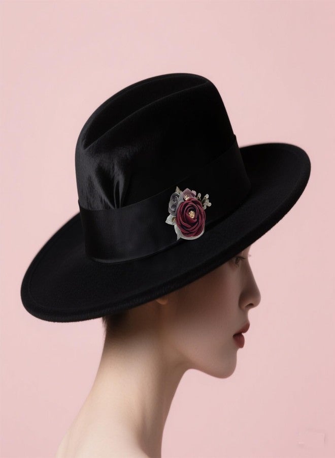 Joynaamn Rose Brooch for Women, Elegant Flower Pins Collar Lapel Fabric for Suit Dress Blouse Party Costume Wedding Bridal Bouquet Mother's Day Gift (Burgundy) - Image 3
